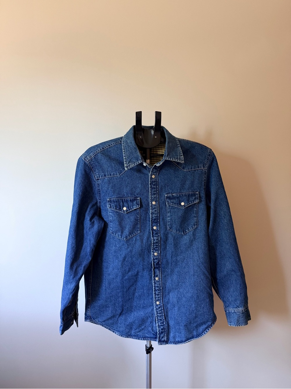 J. Crew Green Label Denim-Collar Plaid Lined Jacket